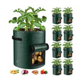 10 Gallon 8-Pack Grow Bags, Durable PE Fabric Pots with Flap and Handles, Green Planter Bags for Potato Vegetables