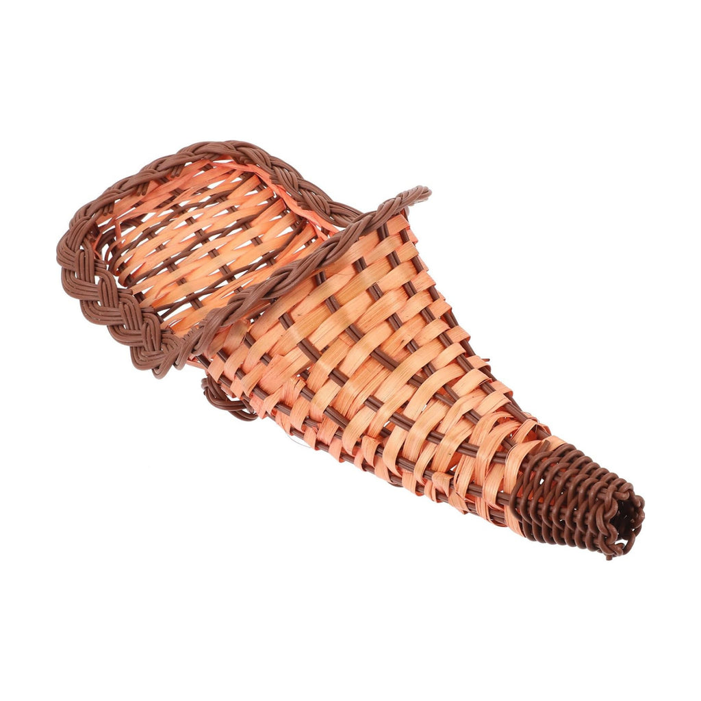 Amosfun Cornucopia Shaped Storage Basket Handwoven Food Holder for Fruits Snacks and Bread Rustic Decorative Centerpiece for Home and Restaurant Use