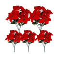 18'' Poinsettias Flowers Artificial Christmas Flowers 5 Packs Silk Red Poinsettia 7 Heads Fake Floral Bouquet with Stem for Indoor Outdoor Christmas Decoration