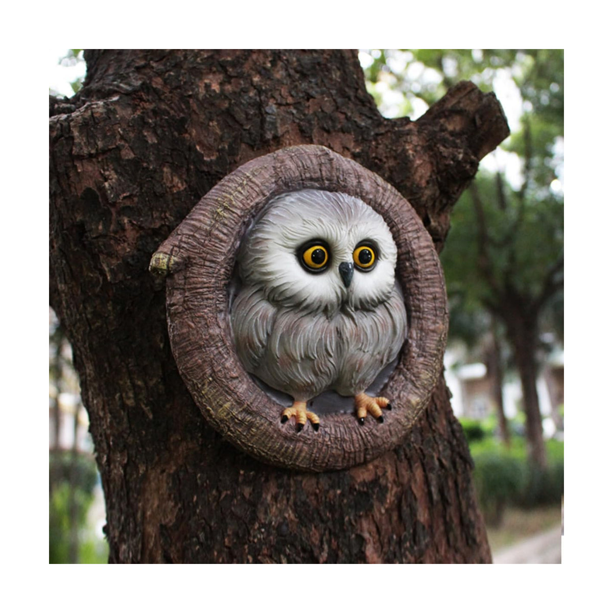 Owl Tree Hugger Whimsical Tree Sculpture Garden Statues Outdoor Tree Face Decor Garden Peeker Yard Art Decorations (Singel Owl)
