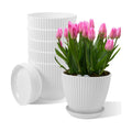 7 Inch Large Plant Pots, 6 Pack Flower Pots with Drainage Hole and Tray Saucer Plastic Plant Pot for Outdoor Indoor