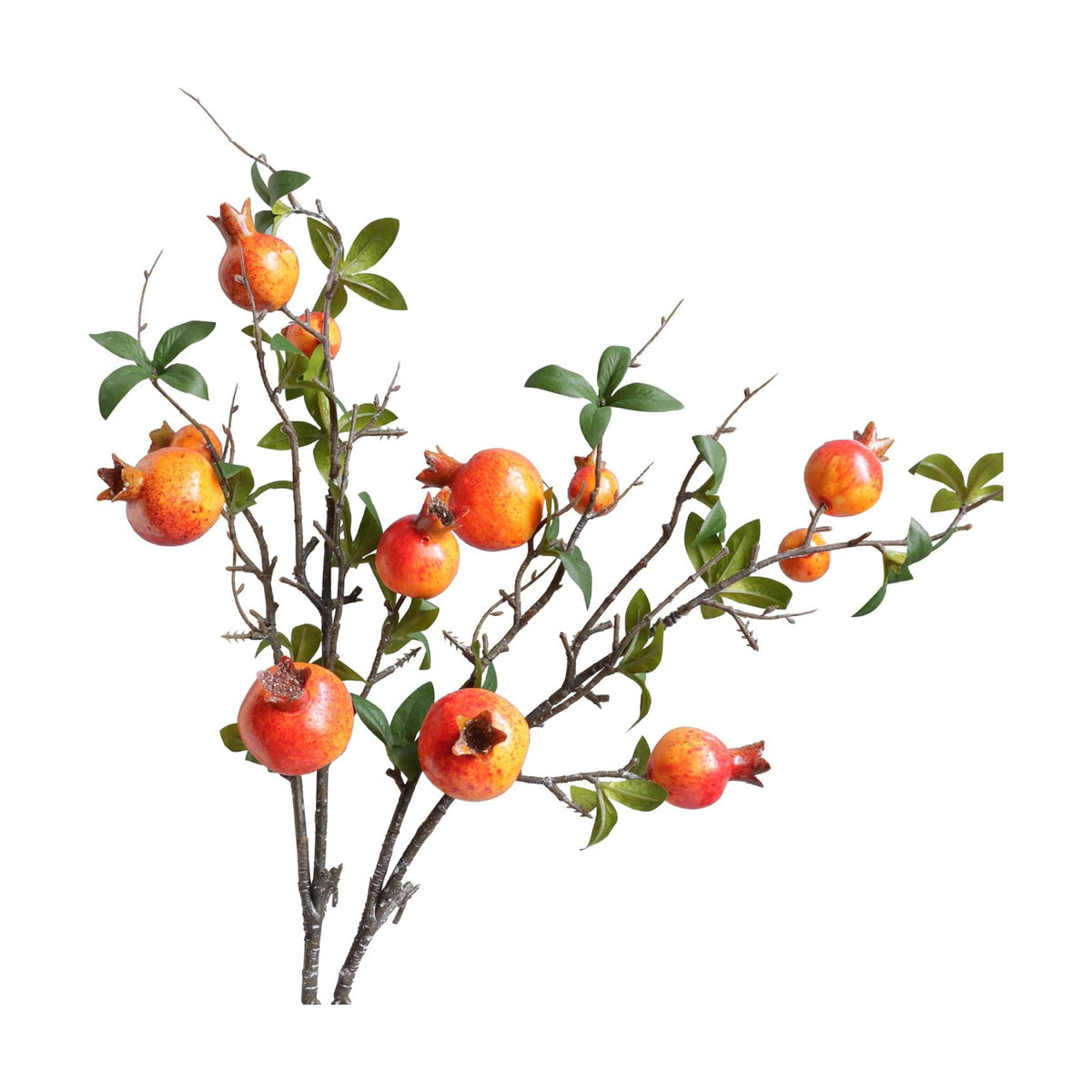 Forlaoers 2pcs Pomegranate Tall Orange Artificial Flowers Faux Holly Berry Fall Stems Branches Fake Fruit for Christmas Tree Filler Home Living Room Vase Table Decorations Centerpieces