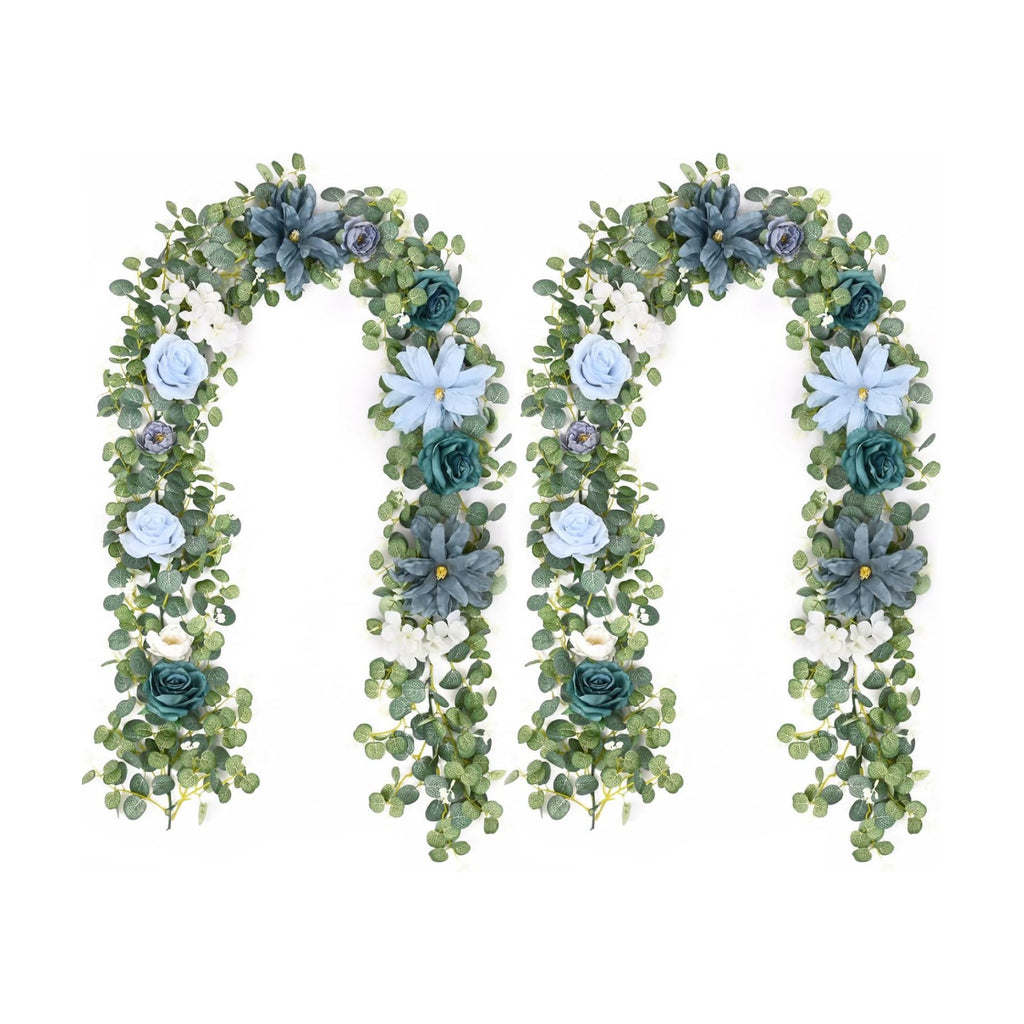 Waipfaru 2Pcs Eucalyptus Garland with Flowers, Flower Garland Decorations