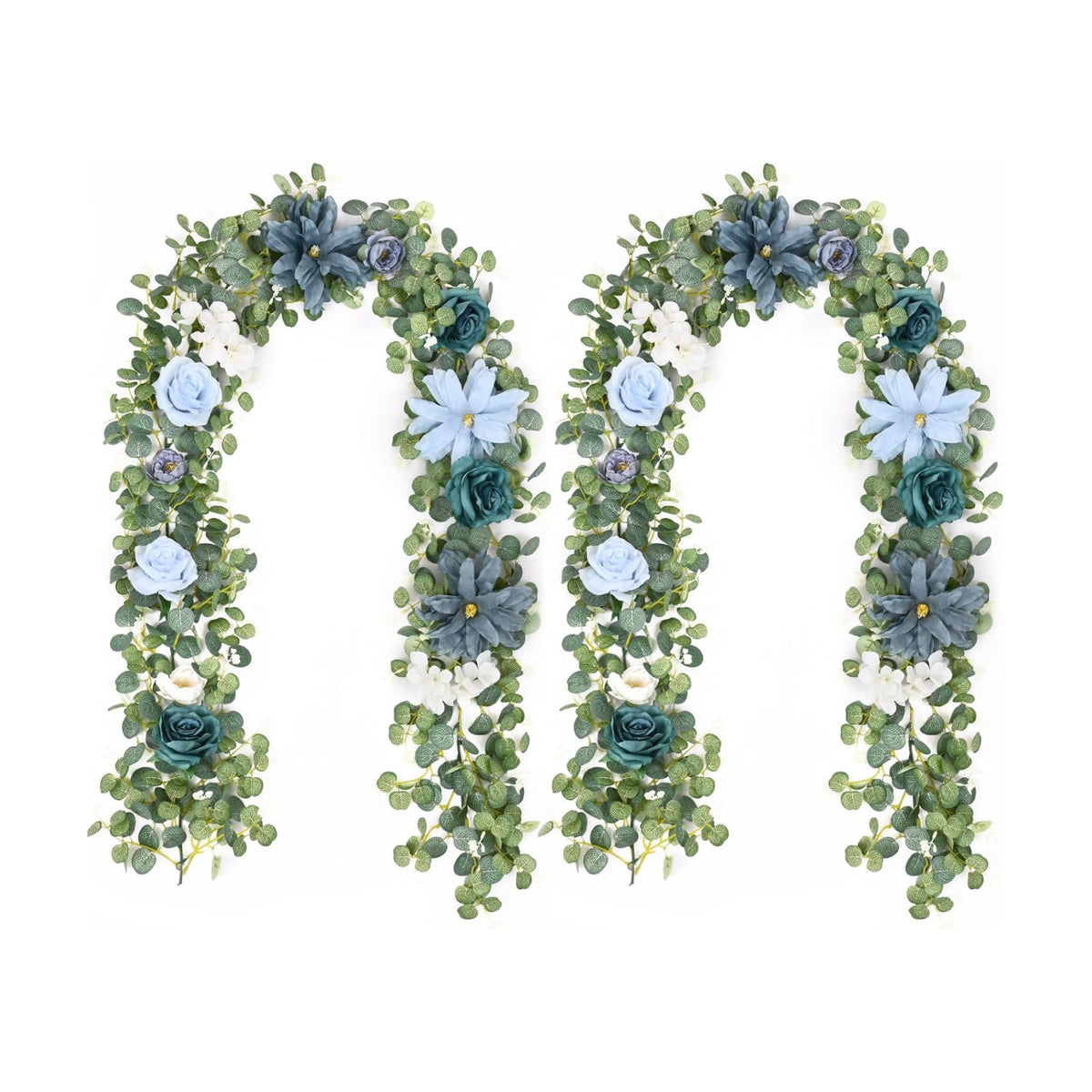 Waipfaru 2Pcs Eucalyptus Garland with Flowers, Flower Garland Decorations