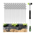12 Inch Landscape Staples with Hook & Hammer - 60pcs Circle Top Weed Barrier Stakes Kit, 9 Gauge Galvanized