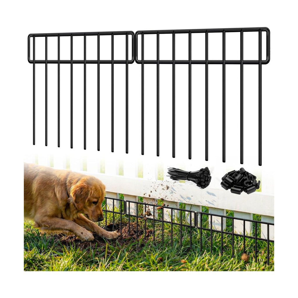 HIHADUUM 20Ft(L) X 13Inch(H) Animal Barrier Fence - 14 Pack Garden Fence Panels, Metal Garden Edging Fence Border No