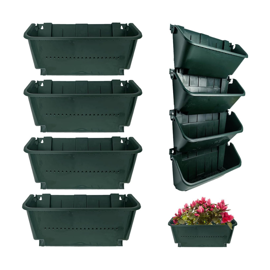 Self-Watering Wall Mounted Planter Set, Indoor and Outdoor Vertical Planter, Stackable Wall Mounted, for Balcony