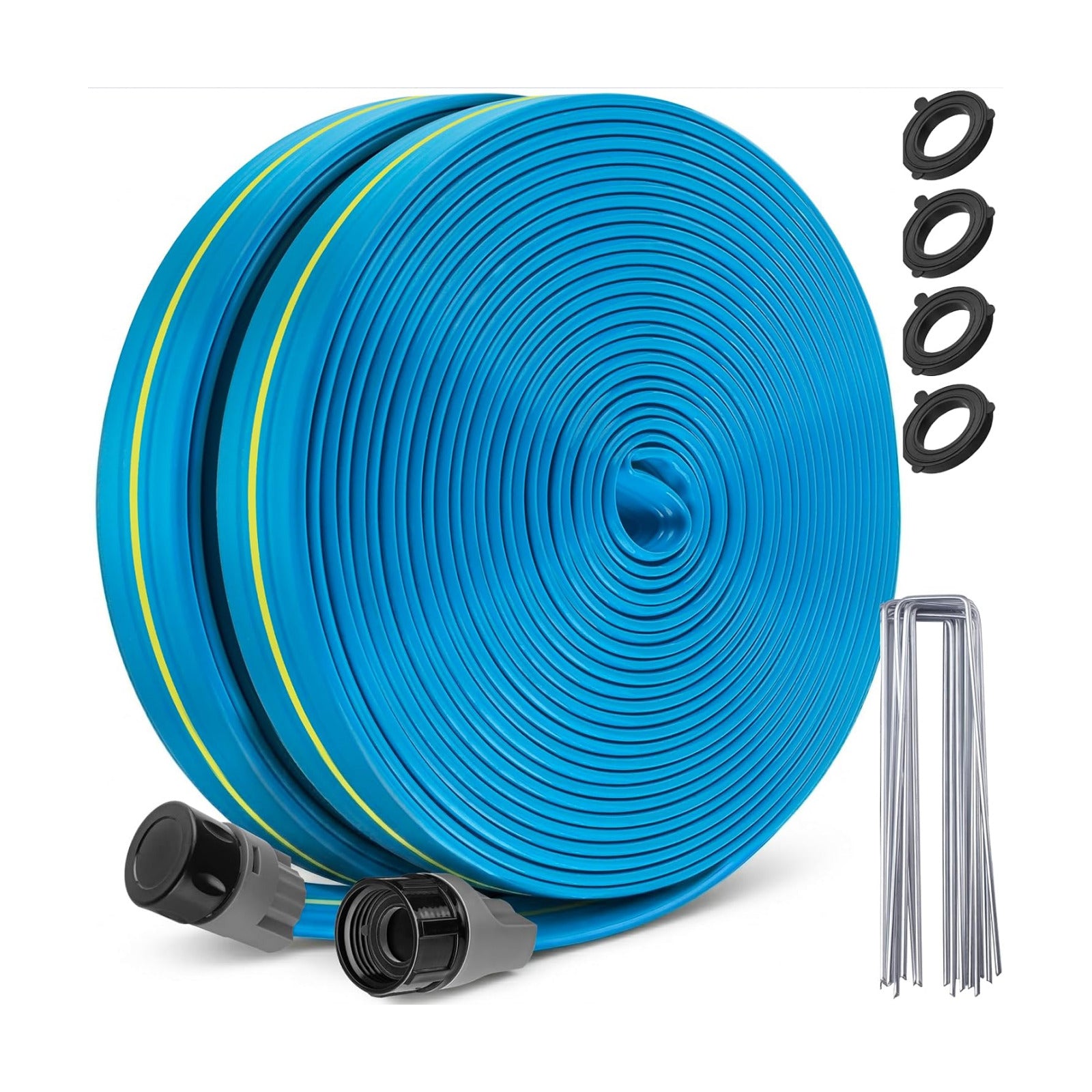 Winisok Upgrade Flat Sprinkler Soaker Hose for Garden 100FT, Heavy Duty 3-Tube Lawn Irrigation Hose with Landscape