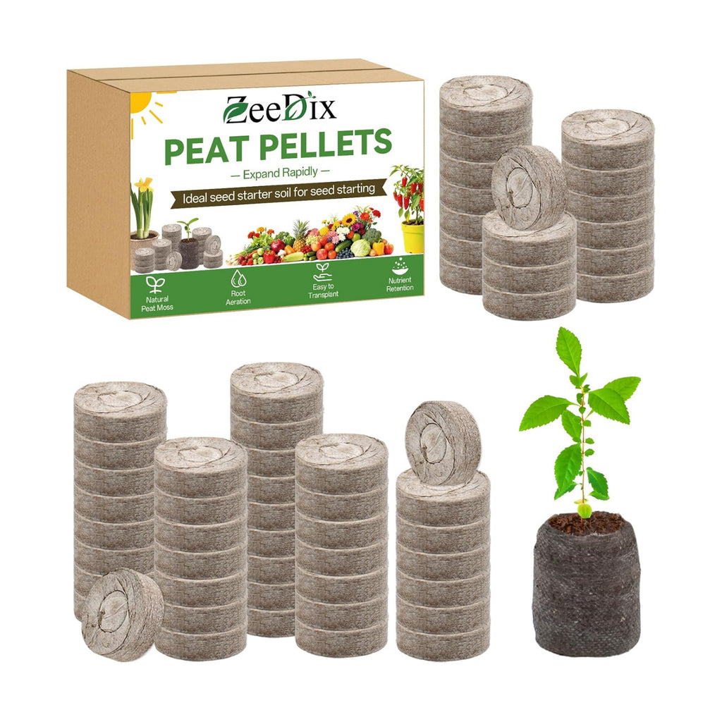 ZeeDix Peat Pellets for Seed Starting, 50 Pcs 36mm Seed Starter Soil Pods