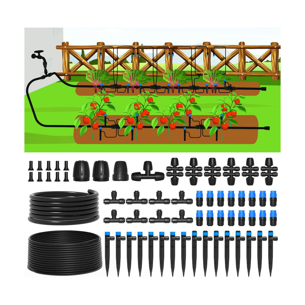 MIXC 230FT Quick-Connect Drip Irrigation System Kit, Automatic Garden Watering System with 1/4" & 1/2" Fast-Lock Tubing