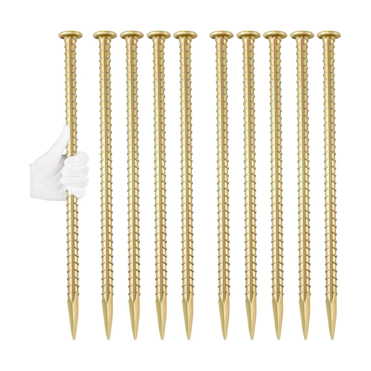 Besitu 16 Inch Rebar Stakes 1/2 Inch Diameter Galvanized Steel Ground Anchors Heavy Duty Anchoring Spikes for Speed Bump, Parking Curb and Tent (10 Pack)