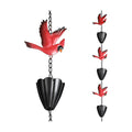 Cardinal Rain Chain, 8.5Ft Rain Chains for Gutters and Downspouts | Metal Decorative Rain Catcher Chain, Bird and Cup