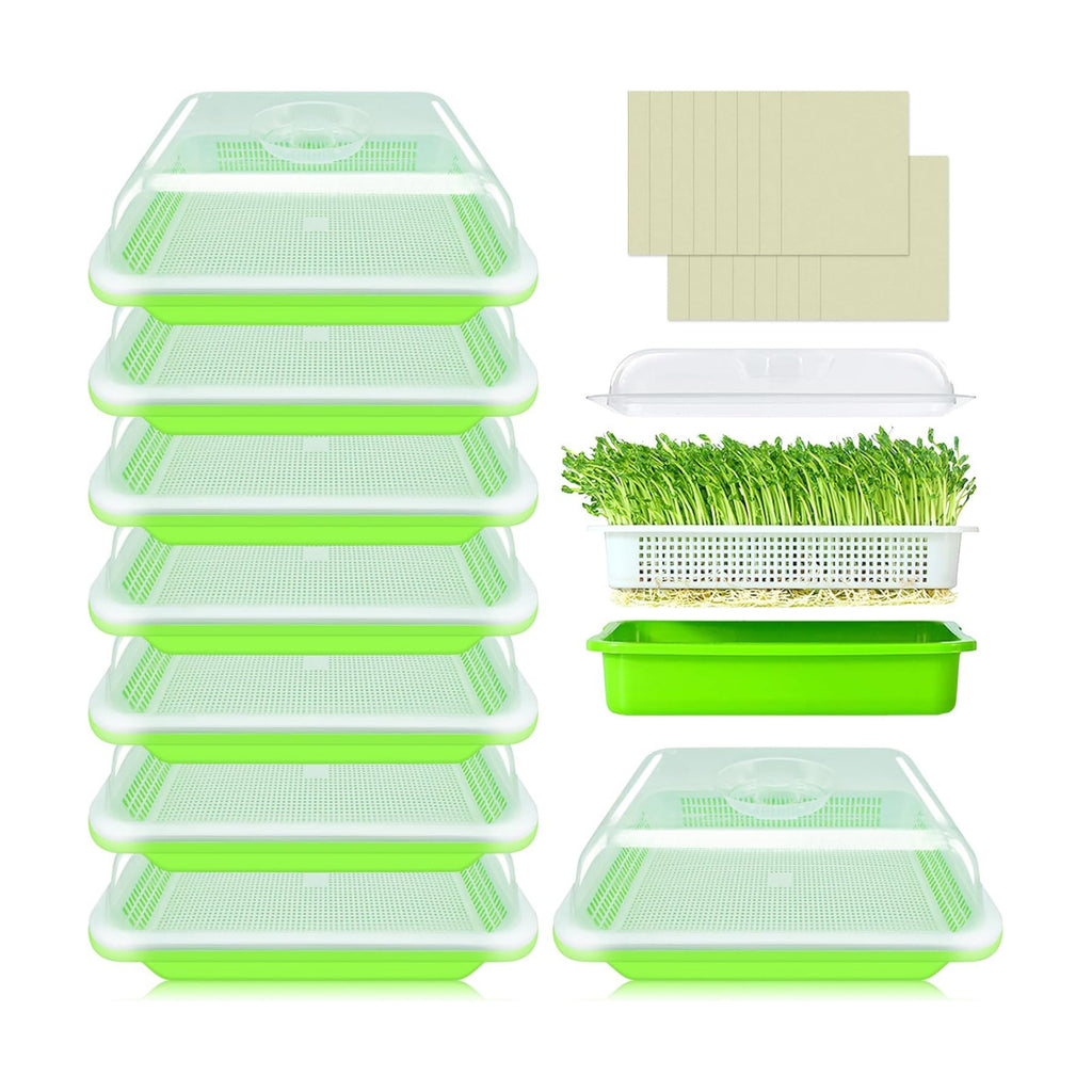 8 Pack Seed Sprouter Trays with Lids- Soil-Free Cultivation Germination Tray, BPA Free Micro Greens Growing Trays Seed