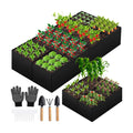 Fabric Raised Garden Bed, Large Garden Grow Bags Rectangle Breathable Planting Containers with 4 Grids Reusable Heavy