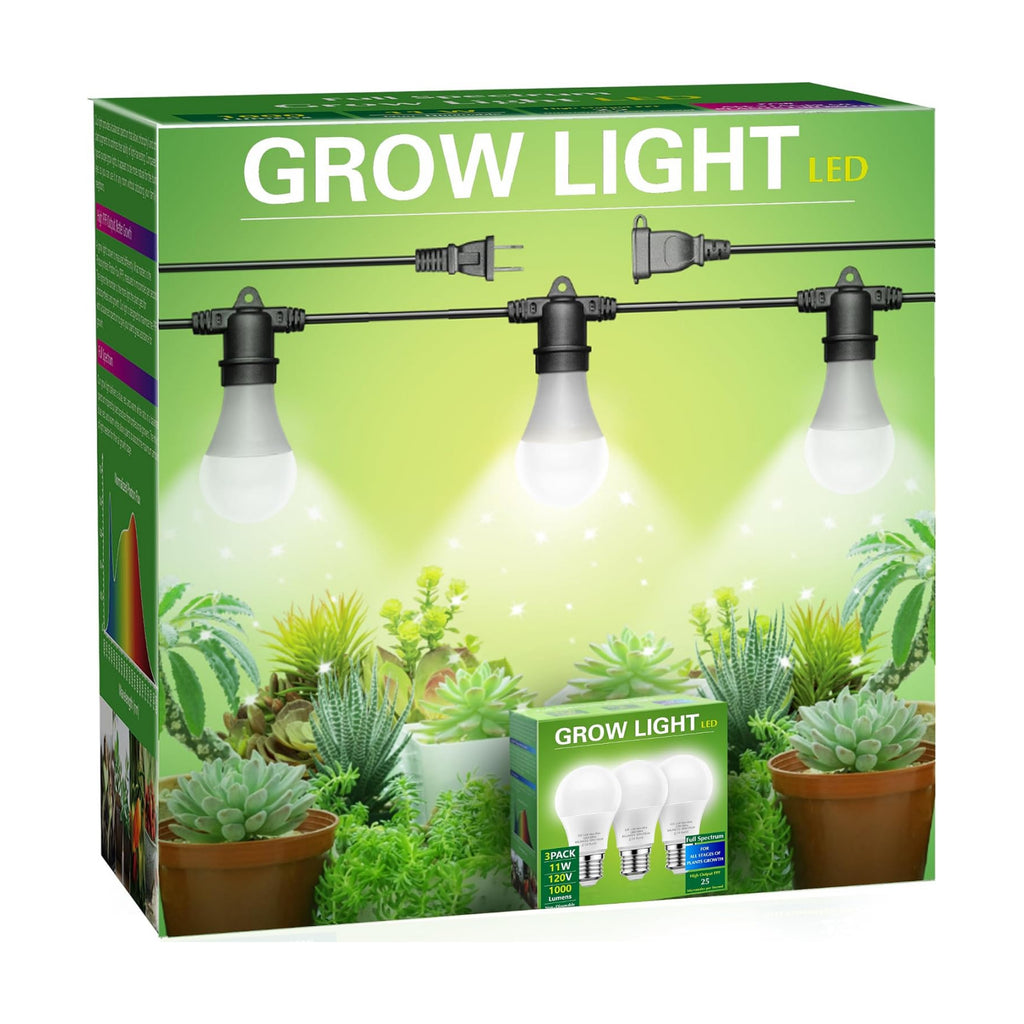 Hanging Grow Light 5000K, 3 Grow Light Bulbs with 8.86ft Power Cord