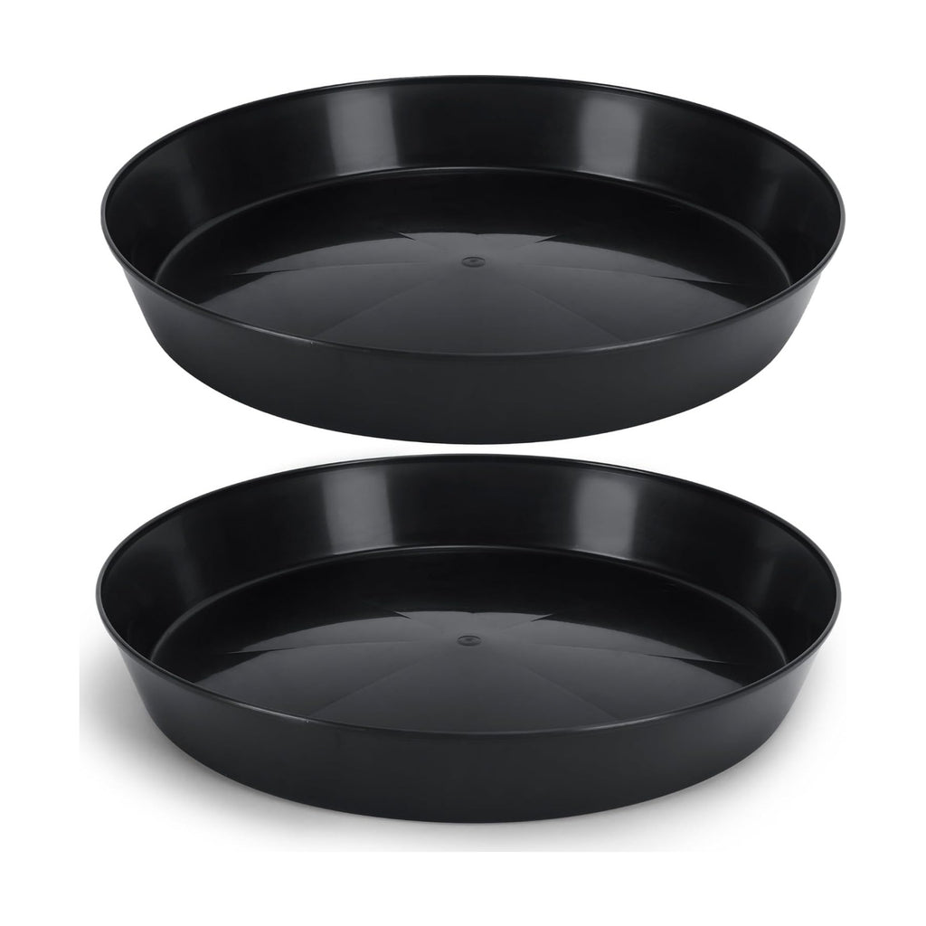 21in Plant Saucer, Black, Case of 2 | Polypropylene, Heavy Duty Indoor/Outdoor, Drip Pan & Tray, Collects Excess Water
