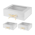 3 Pcs White Extra Large Gift Box for Presents with Ribbon 16.5x13x5.3 Inches Clear Gift Box with Window Magnetic Closure Gift Boxes with Lids