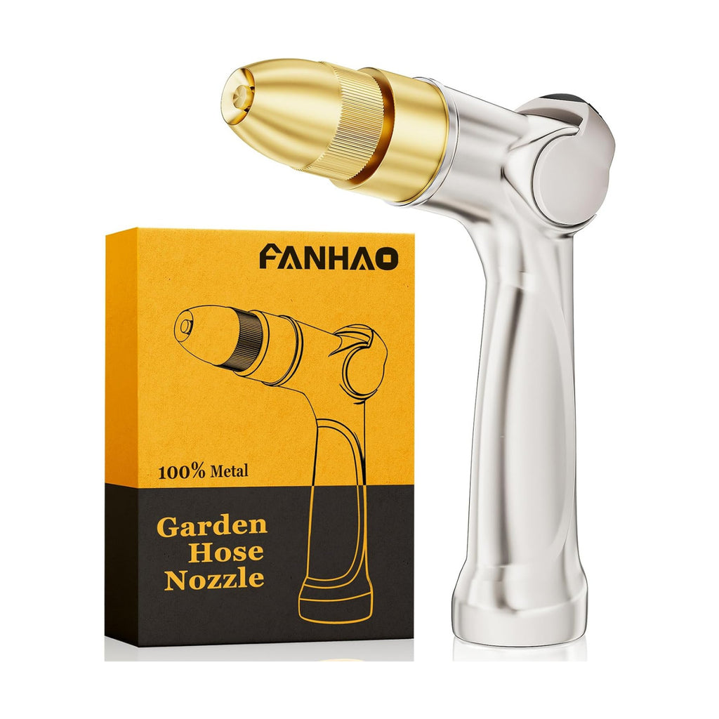 FANHAO 100% Metal Thumb Control Adjustable Hose Nozzle, High Pressure | Zinc Alloy Rustproof Garden Hose Sprayer Heavy