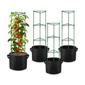 4 Pack 48 Inch Tomato Cages with 10 Gallon Grow Bags for Plant Support | Garden Trellis and Grow Bag Set for Tomatoes