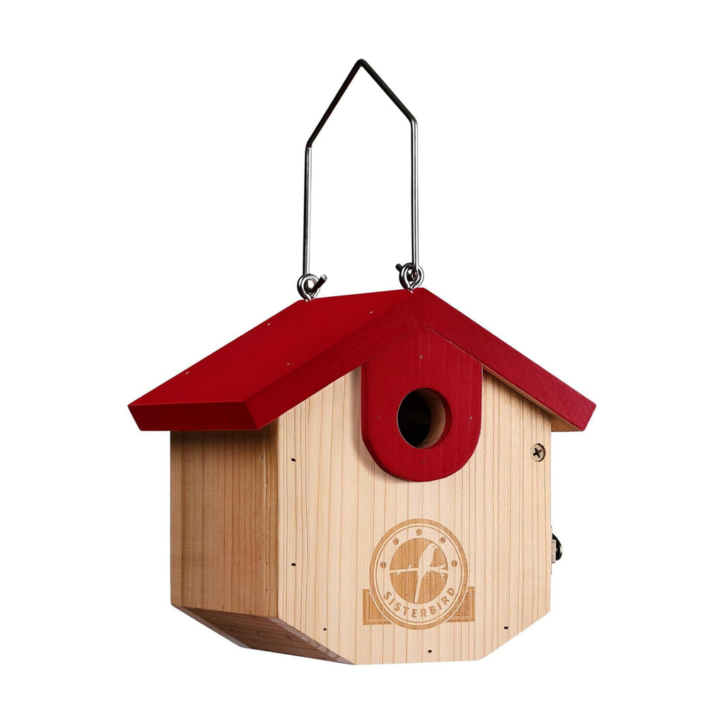 SISTERBIRD Wren Bird Houses for Outside Cedar Hanging Birdhouses for Outdoors 1-1/8" Entrance Hole Bird Houses for