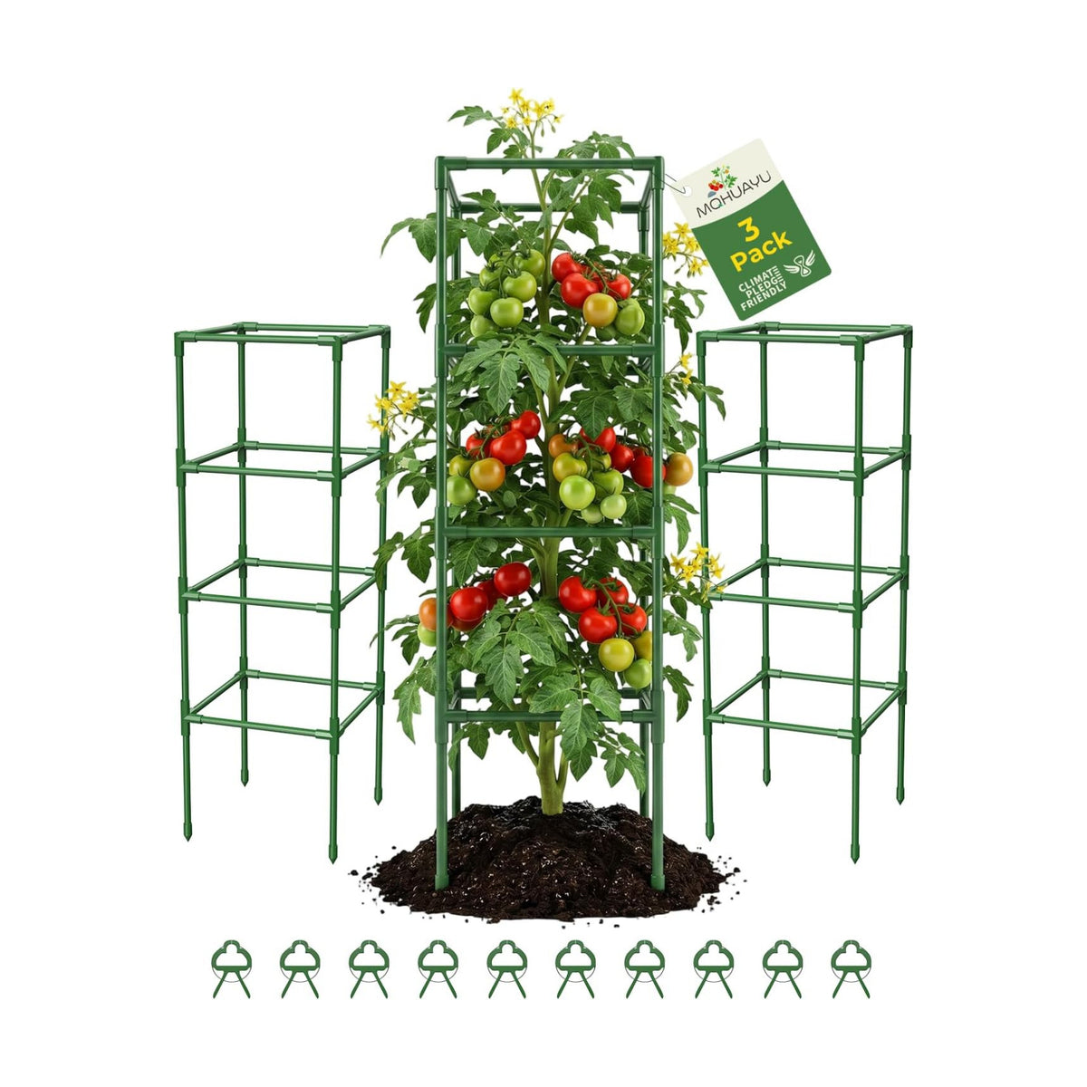 3 Pack Tomato Cages,Square Tomato Plant Stakes Support Cages Trellis for Garden Climbing Vegetables Flowers