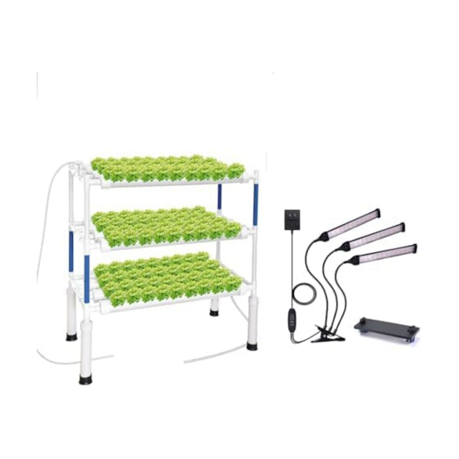Upgraded Hydroponics Growing System with LED Grow Lights,108 Plant Sites,3 Layers Food-Grade PVC-U Pipes Hydroponic