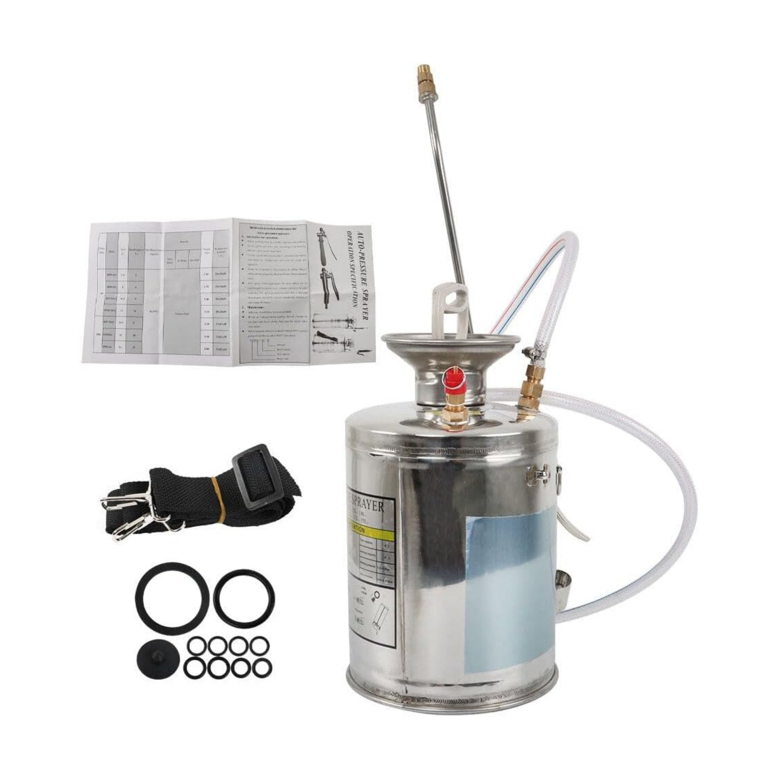 Heavy Duty Stainless Steel Sprayer, 1 Gallon Pump Sprayer, 4L Stainless Hand Pump Sprayer for Lawn, Garden Watering