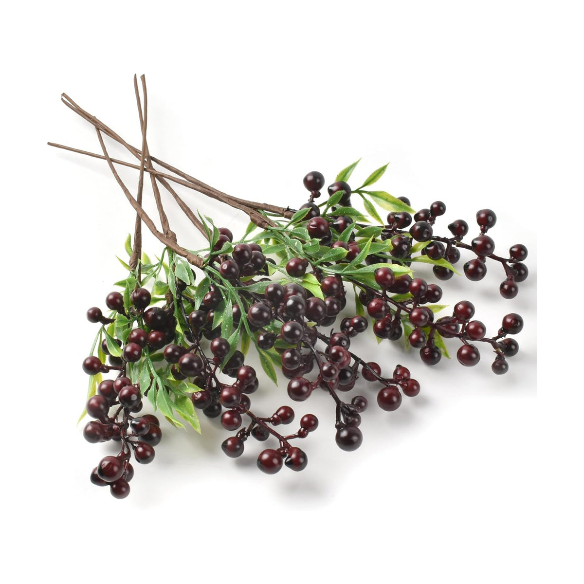 Artificial Berries, 6Pcs Lifelike Dark Red Berry with Stems Fake Christmas Fruit Simulation Flowers Orange Berries for Wedding DIY Bridal Bouquet Home Kitchen Party Decoration