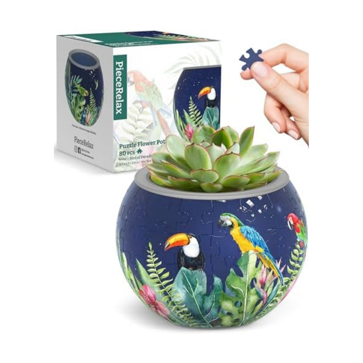 PieceRelax Unique 3D Puzzle Planter - 80 Plastic Pieces [K1106]