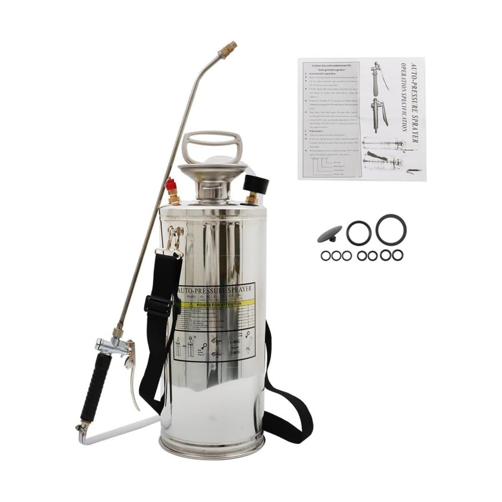 Heavy Duty Stainless Steel Sprayer, 2 Gallon Pump Sprayer, 8L Stainless Hand Pump Sprayer for Lawn, Garden Watering
