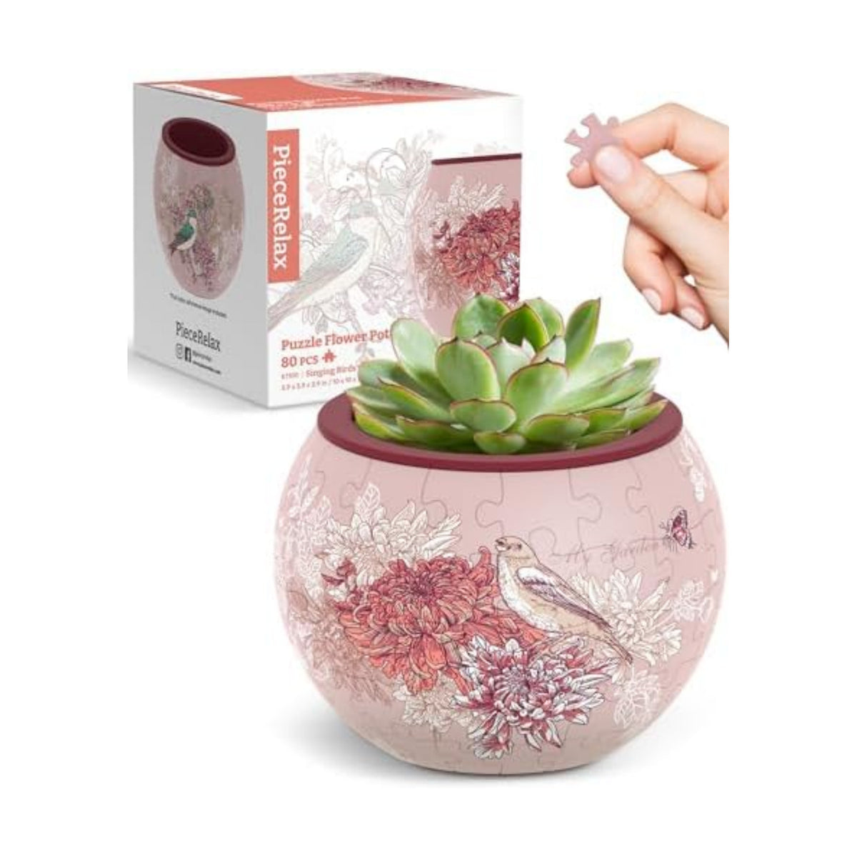 PieceRelax Unique 3D Puzzle Planter - 80 Plastic Pieces [K1100]