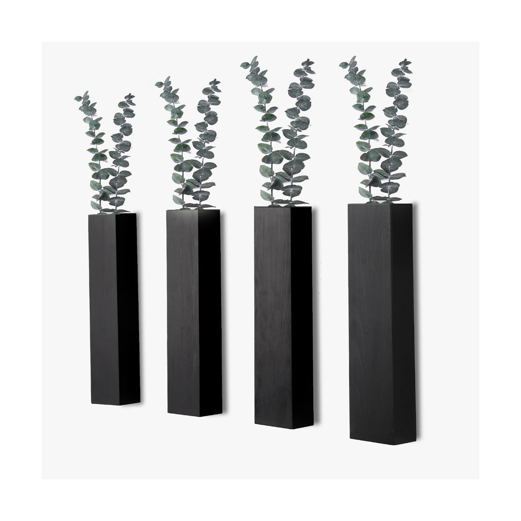 4PCS Black Wall Planters Modern Farmhouse Indoor Decor | Wood Wall Decor, Hanging Planter, For Living Room & Bathroom