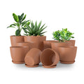 Plant Pots Indoor with Drainage 10 Pack Multi-Size Planters Set Terracotta | Drainage holes included Multiple sizes