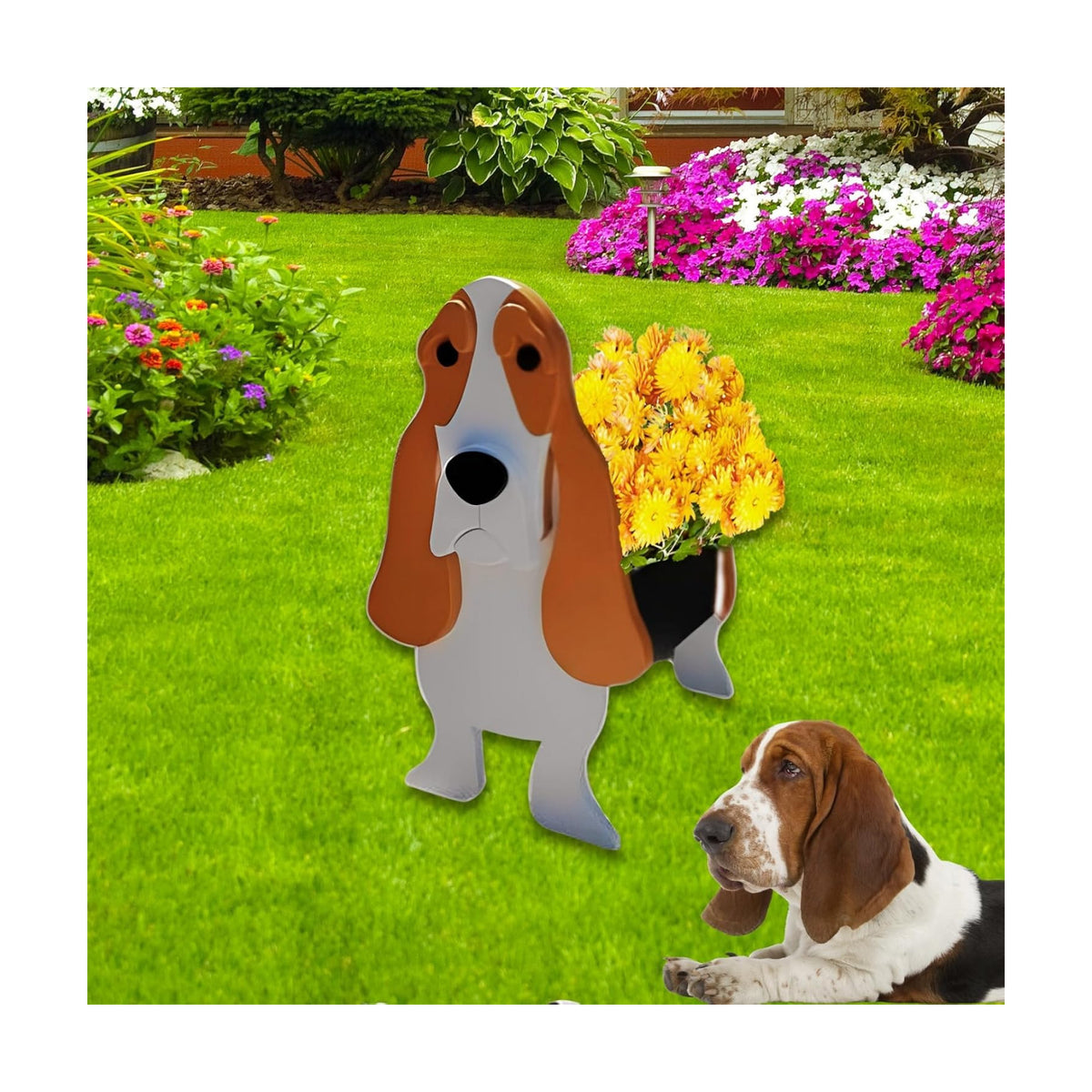 Basset Hound Dog Planter Pots, Animal Shaped Flower Pot | Cute Plant Gift for Women and Pet Lovers, Indoor Outdoor
