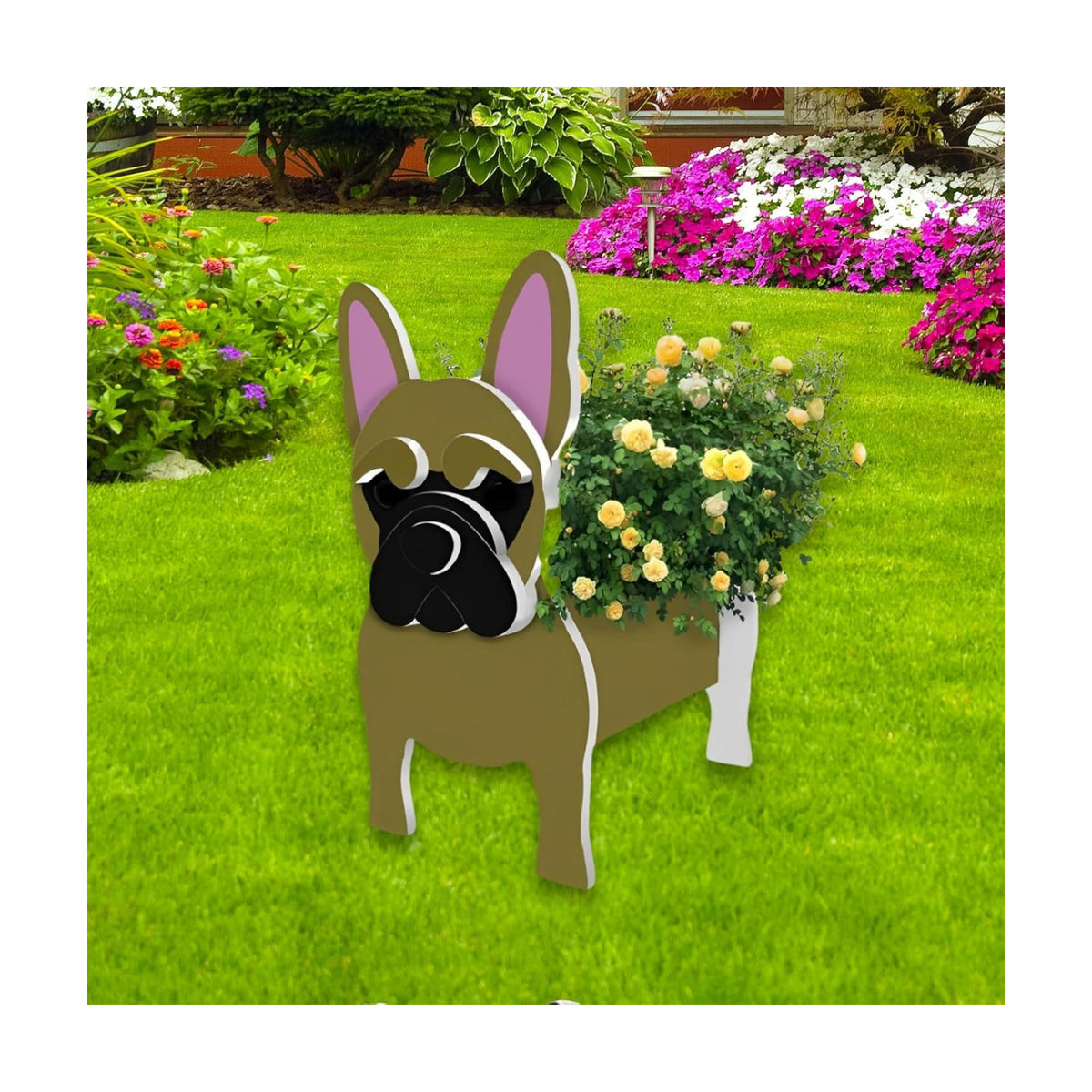 Yellow French Bulldog Dog Planter Pots, Animal Shaped Flower Pot | Cute Plant Gift for Women and Pet Lovers, Indoor