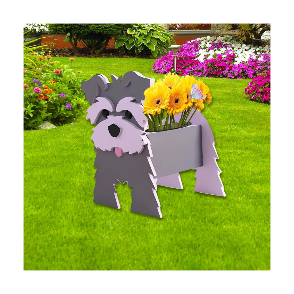 Gray Schnauzers Dog Planter Pots, Animal Shaped Flower Pot | Cute Plant Gift for Women and Pet Lovers, Indoor Outdoor