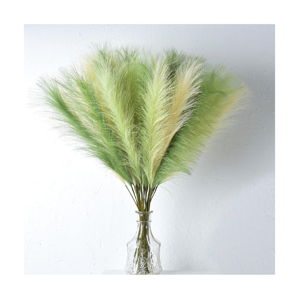 LSKYTOP Green Pampas Grass Decor,23Inch 12pcs Faux Pampas Grass Bouquets Artificial Pampas Fake Pampas Flower for Home Living Room Bedroom Vase Decor
