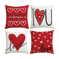 Valentines Day Decorations-Valentine Pillow Covers 18x18 Set of 4, Red Hearts I Love You Happy Valentine's Day Throw Outdoor Pillow Covers Anniversary Wedding Cushion Case for Home Sofa Couch Decor