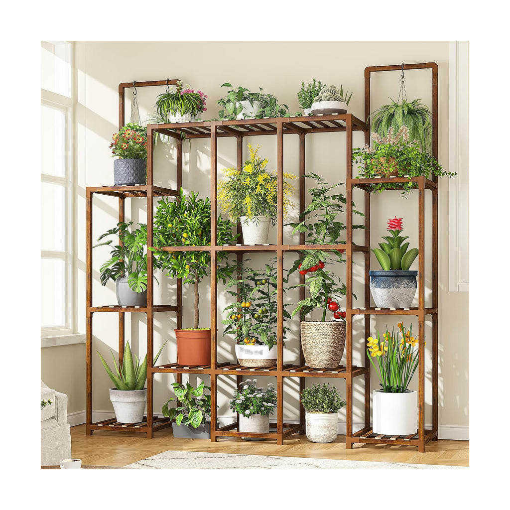 EnHomee 56" W Large Plant Stand with 13 Tiers, Living Room and Patio | Holds 18–22 Pots, Plant Lovers, Carbonized