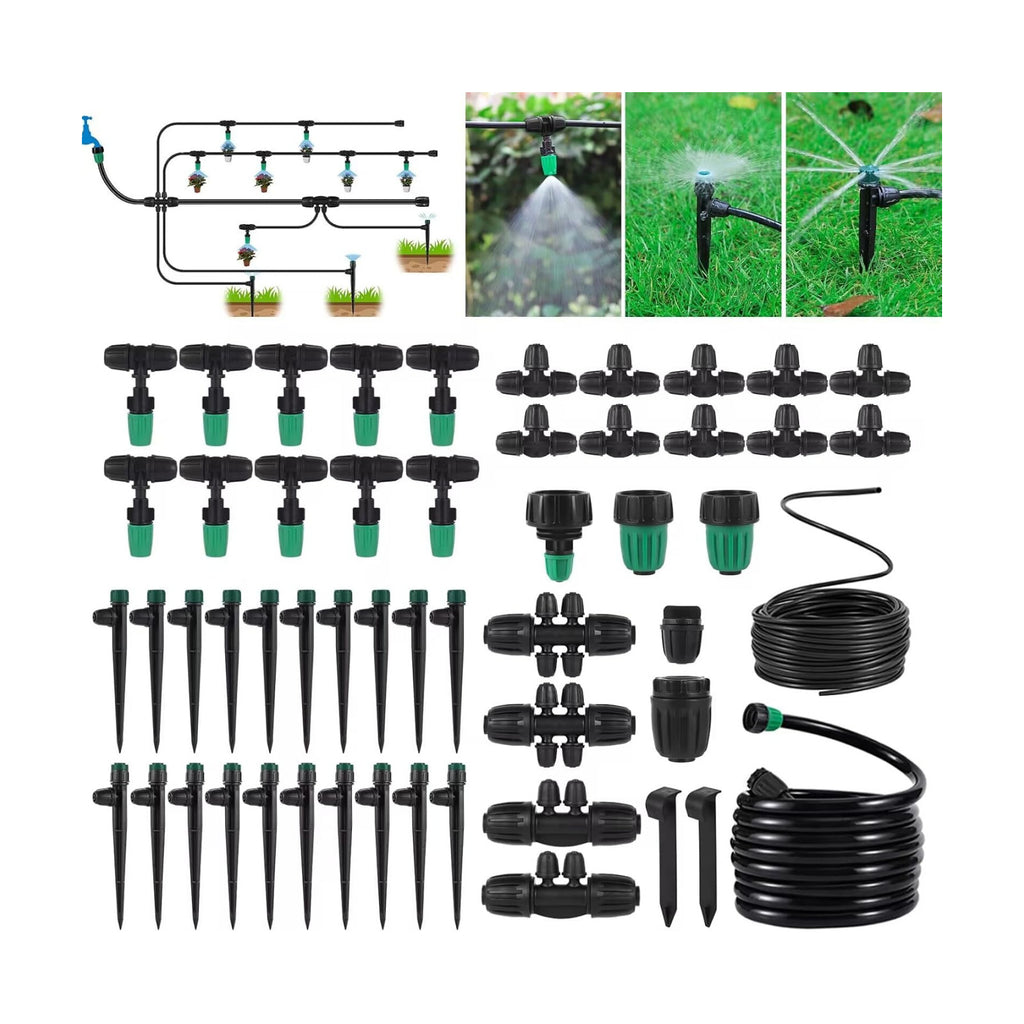 Leak-Proof Drip Irrigation Kit, Quick Connect Irrigation System Kit | Lock Barbed Drip Irrigation Kit, Includes 1/4" &