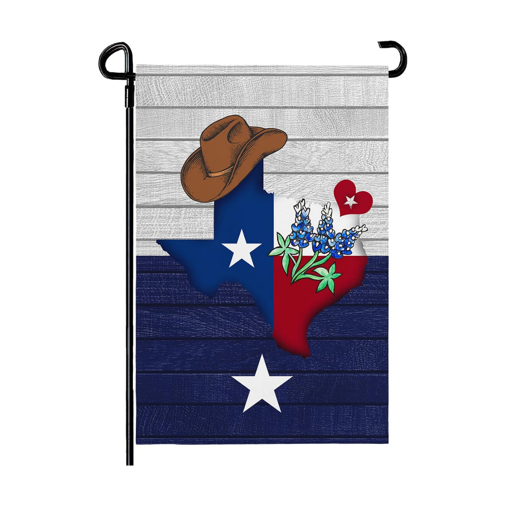 Texas Bluebonnet Garden Flag Cowboy Hat Texas State Yard Flag Americana Western Garden Flags Polyester Double Sided for Outdoor Lawn Yard Patio Deck Porch Welcome Banner Gift 12 x 18 Inch