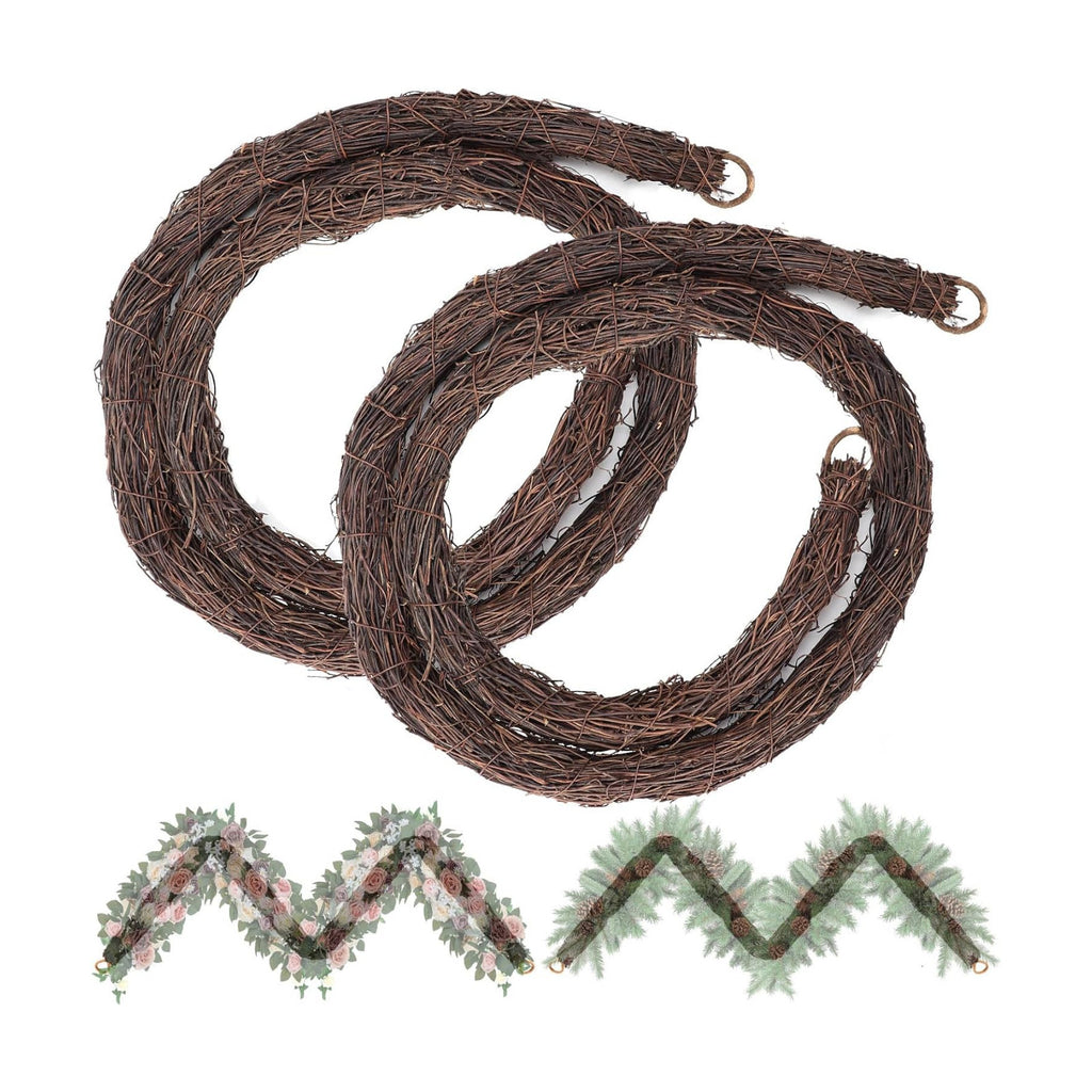Natural Grapevine Garland, 6 FT Bendable Vine Base, 2 Pack