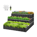 VIVOSUN 3-Tier Raised Garden Bed Outdoor Galvanized Steel 46x46x24 Gray | 2-in-1 Stack or Flat / Rust-Resistant