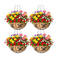 4 Pack 14 Inch Hanging Baskets for Plants Outdoor Metal Hanging Planter Basket with Coco Coir Liner Hanging Flower