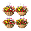 4 Pack 14 Inch Hanging Baskets for Plants Outdoor Metal Hanging Planter Basket with Coco Coir Liner Hanging Flower