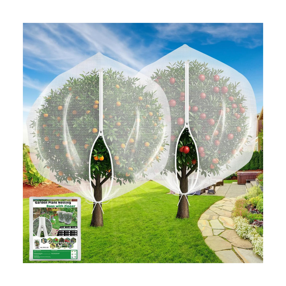 Evoio Bird Netting for Garden Plant Fruit Tree Protection Large Blueberry Bushes Netting Covers Bags with Zipper, 4 x 5