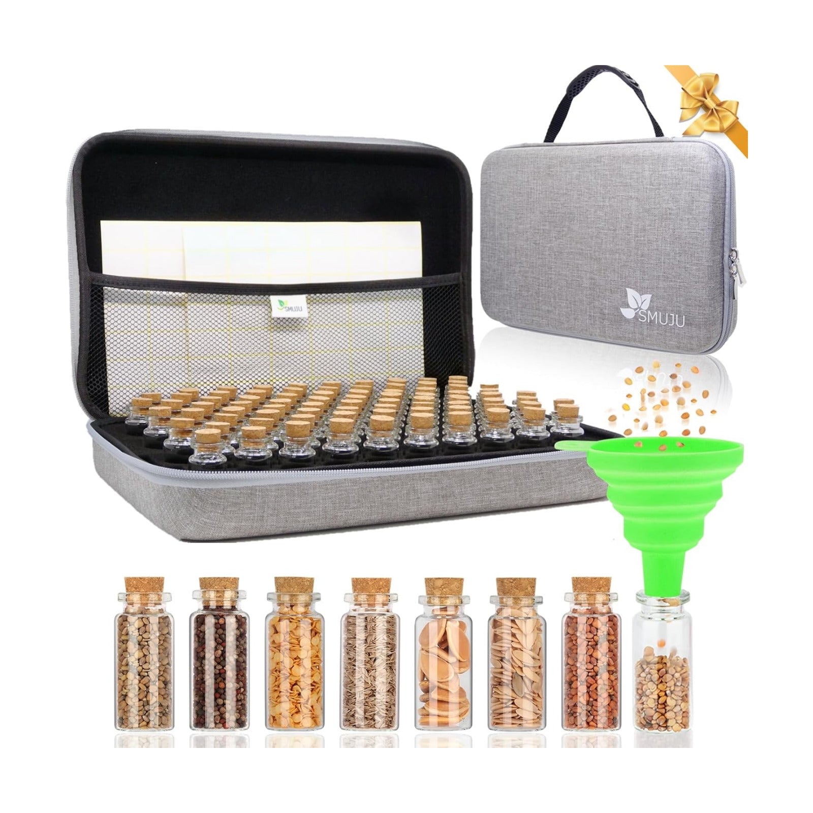 【80 Slots】 Seed Storage Organizer, Sturdy Seed Organizer Storage Box with Dual Zipper Bag and 84Pcs Label Stickers
