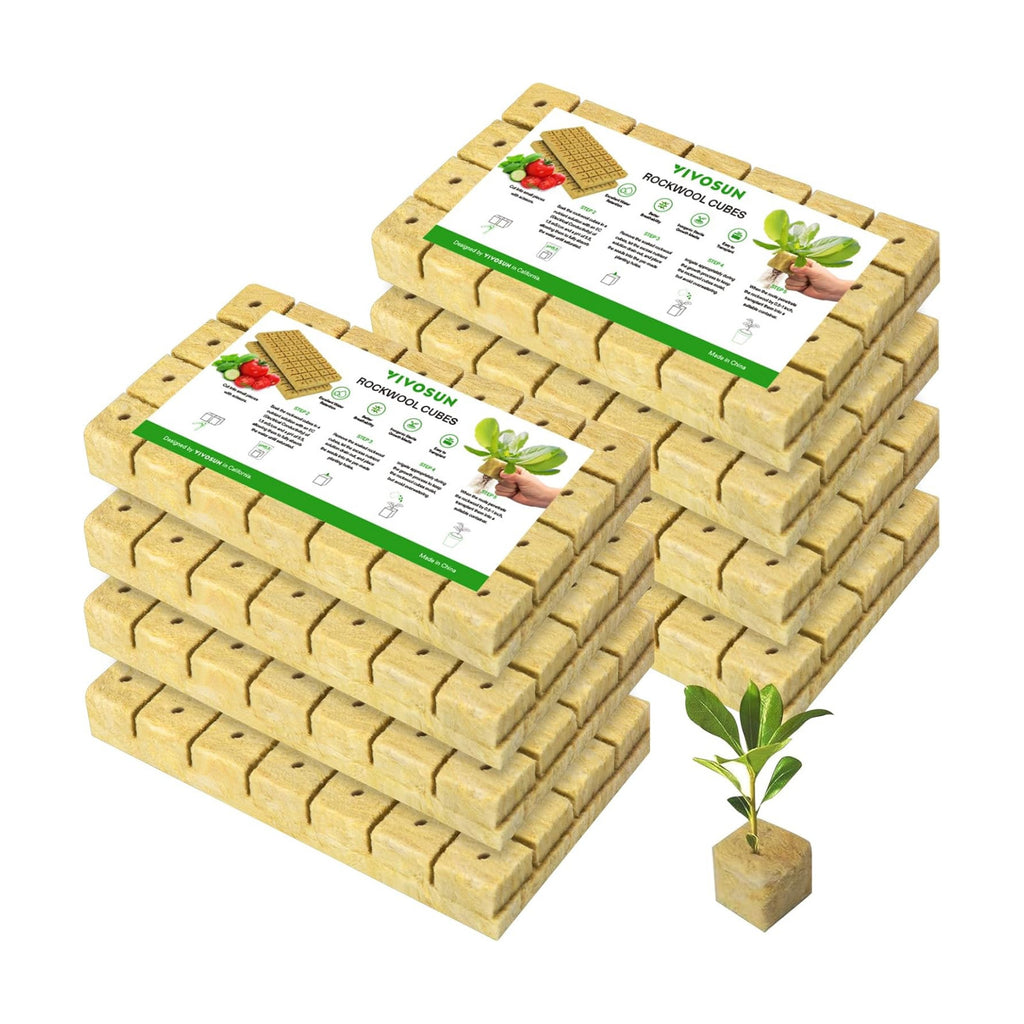 VIVOSUN 1.6" Rockwool Cubes, 8 Sheets of 224 Plugs Stonewool Starter | for Cuttings, Clone, Plant Propagation, Seed
