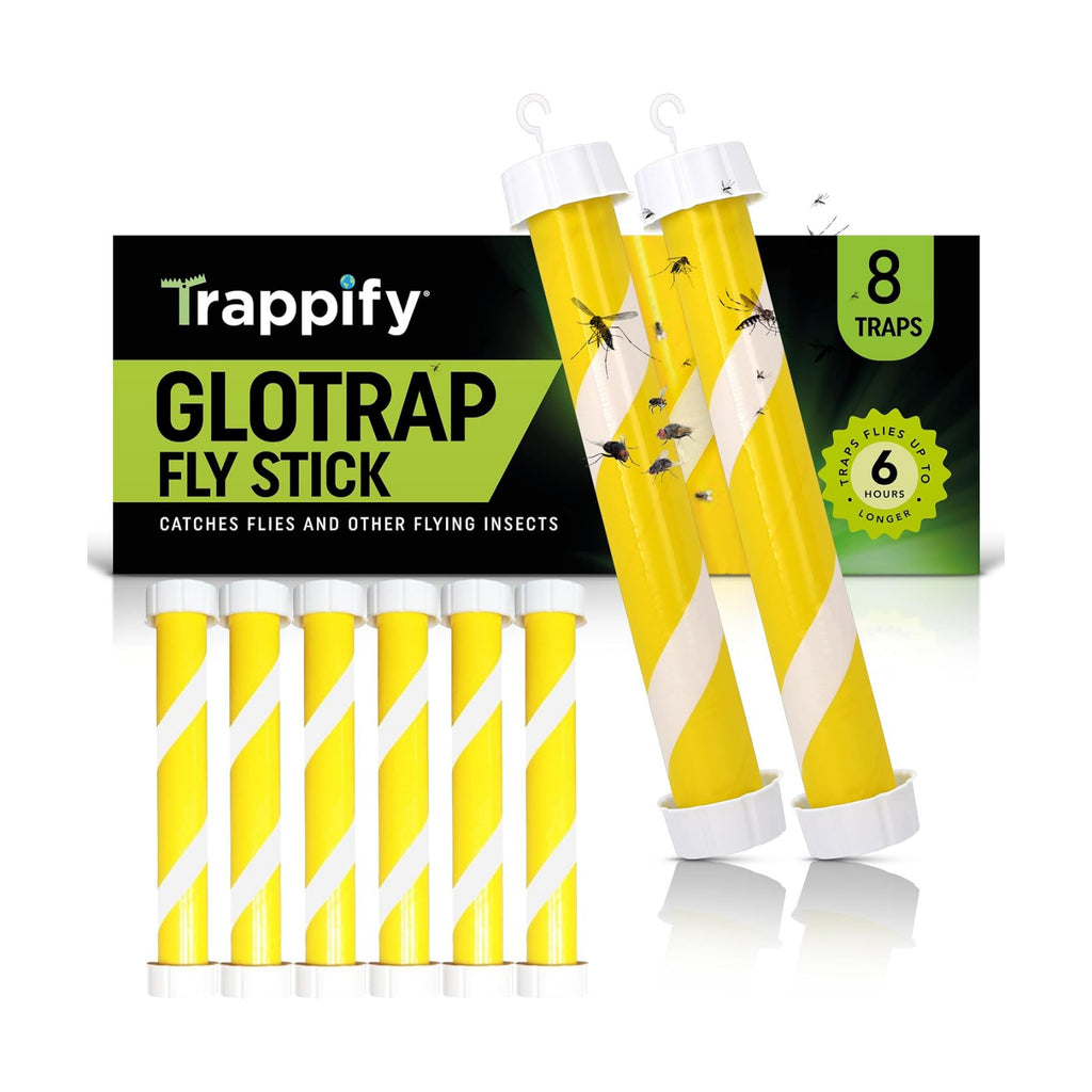 Trappify Glow-in-The-Dark Fly Trap for Indoor & Outdoor Fly Sticks (8 Pack) | Yellow Adhesive Fly Sticks