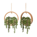 2pcs Artificial Succulents Hanging Plants 12.2'' Fake String of Pearls in Pot with 8.3'' Lanyard for Indoor Outdoor